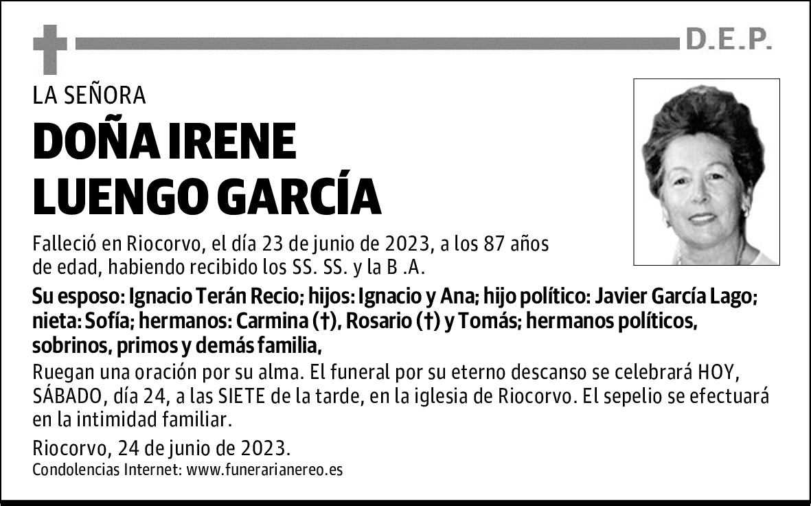 DOÑA IRENE LUENGO GARCÍA