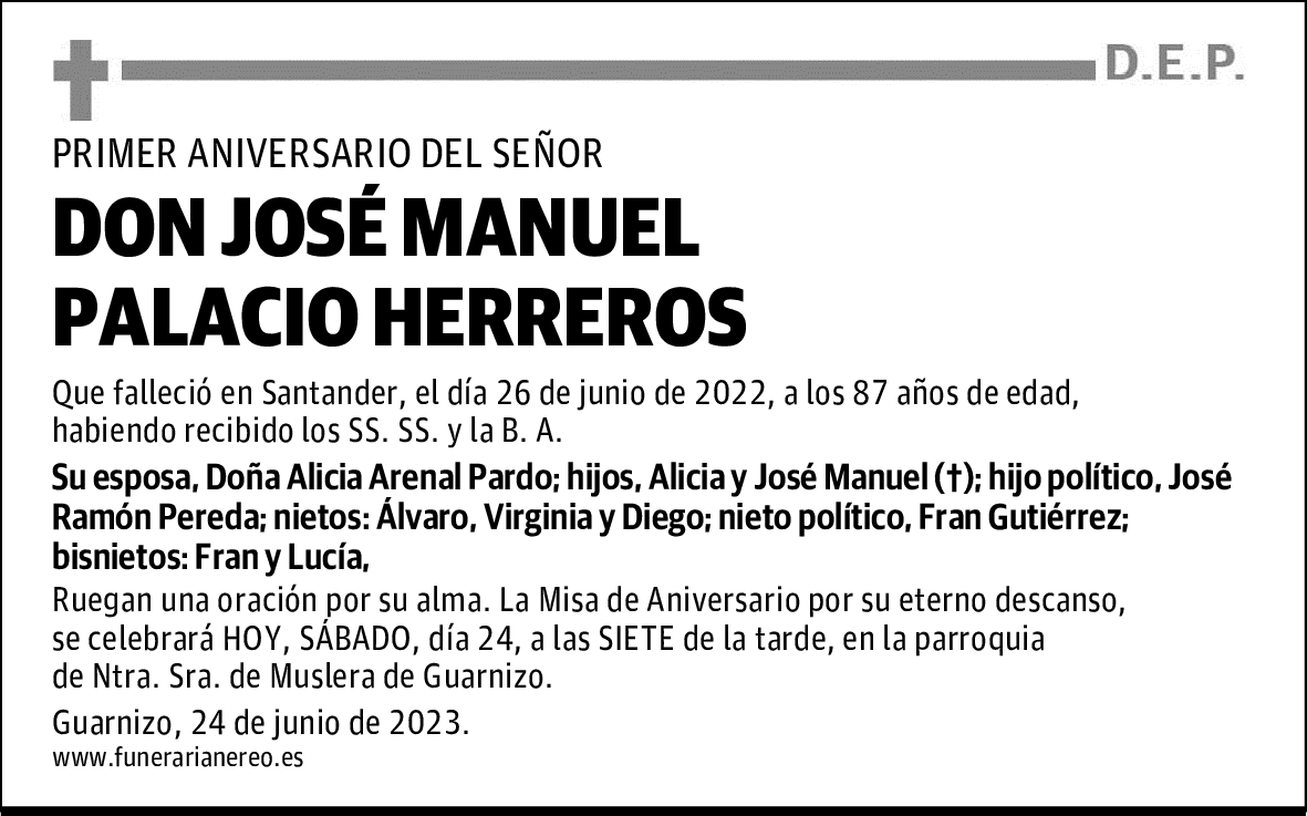 DON JOSÉ MANUEL PALACIO HERREROS