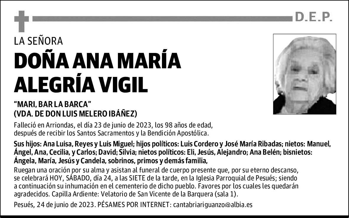 DOÑA ANA MARÍA ALEGRÍA VIGIL