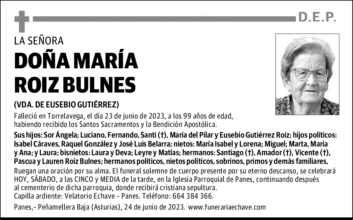 DOÑA MARÍA ROIZ BULNES
