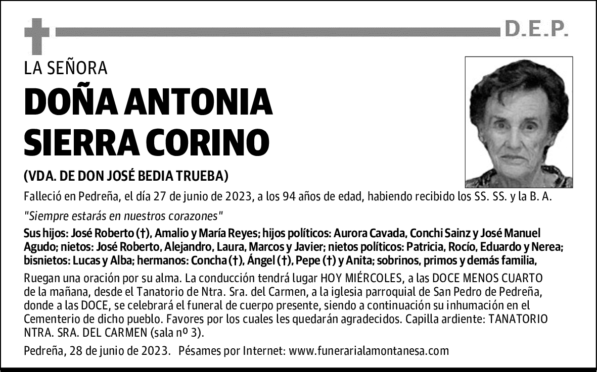 DOÑA ANTONIA SIERRA CORINO