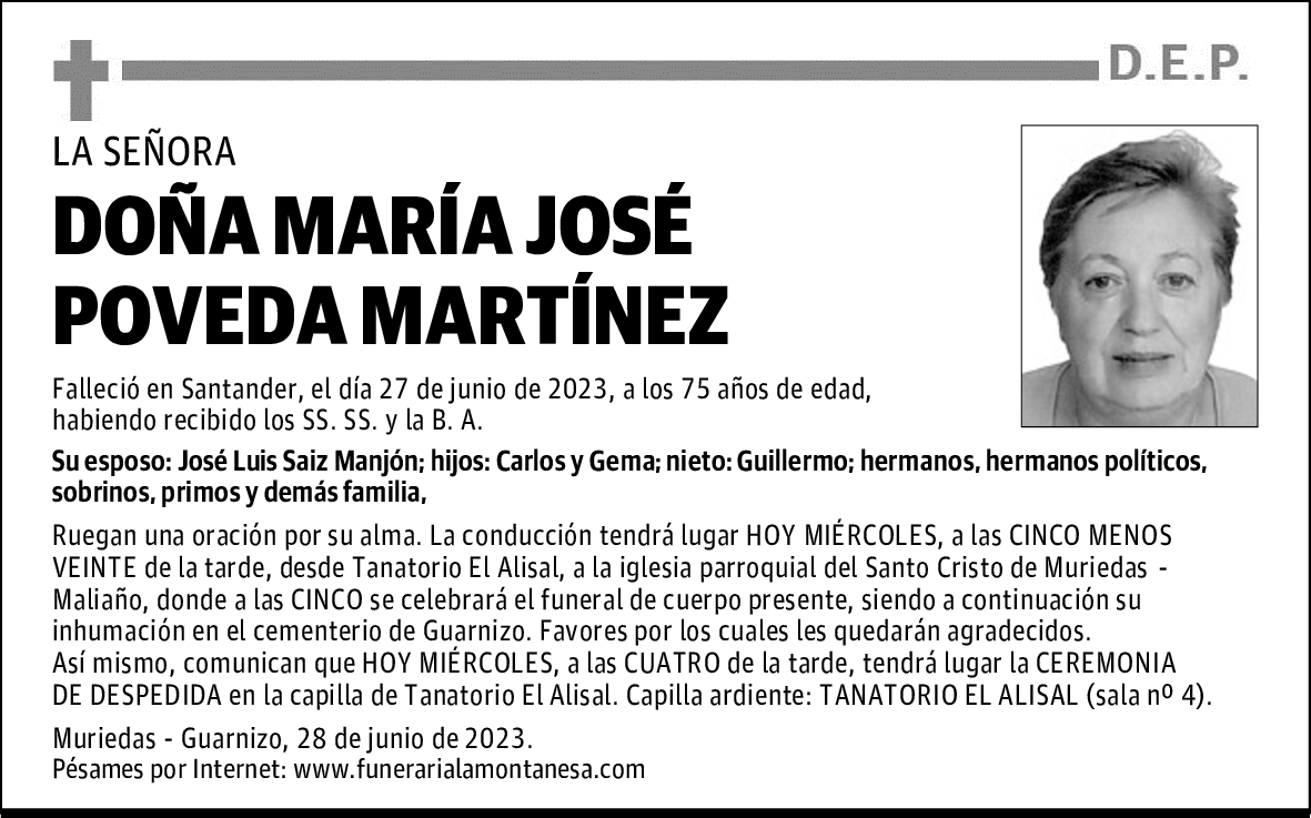 DOÑA MARÍA JOSÉ POVEDA MARTÍNEZ
