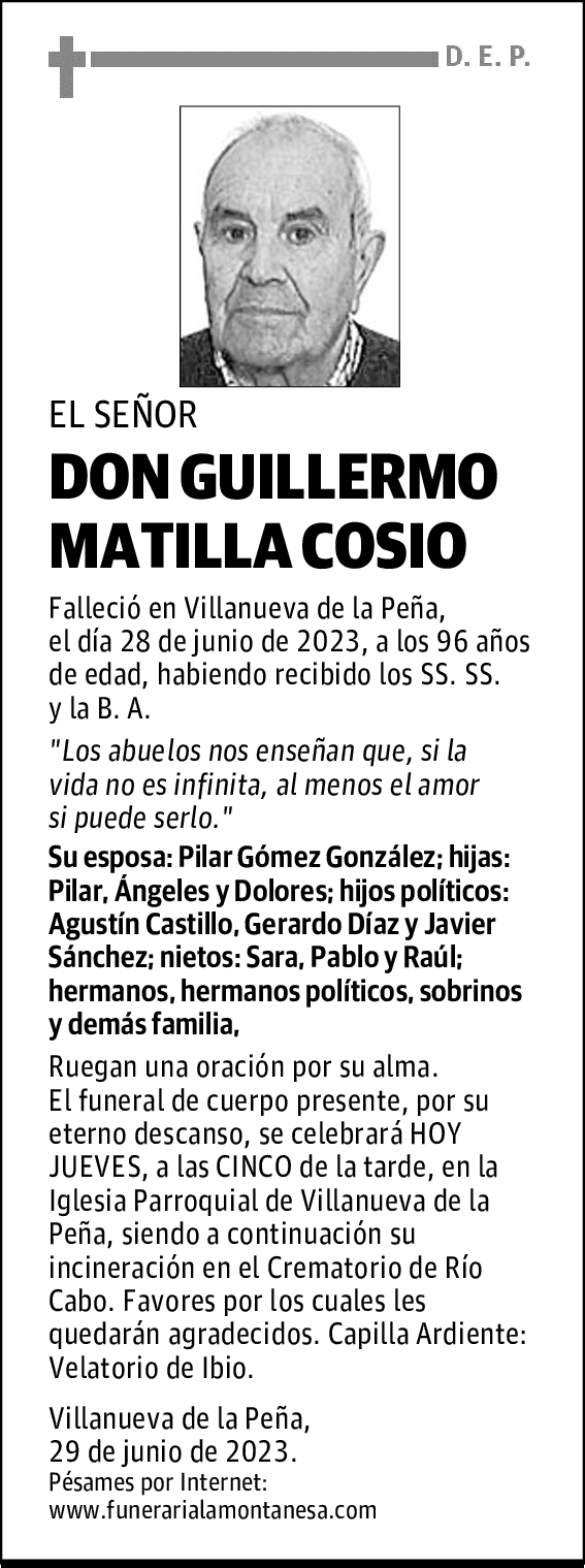 DON GUILLERMO MATILLA COSIO