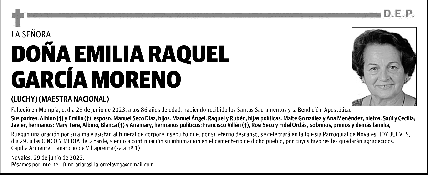 DOÑA EMILIA RAQUEL GARCÍA MORENO