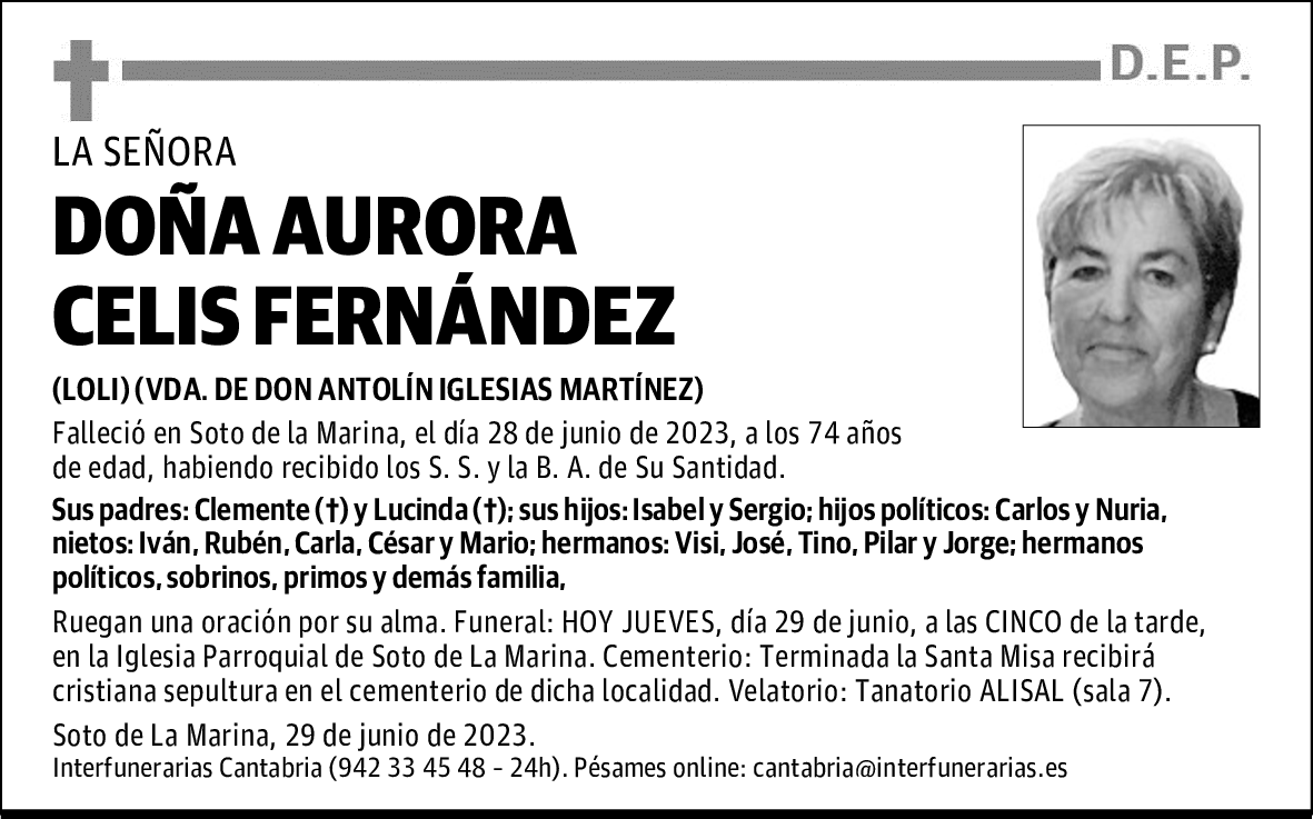 DOÑA AURORA CELIS FERNÁNDEZ