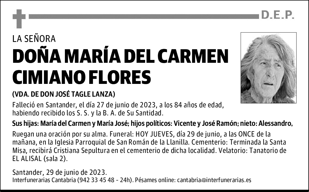 DOÑA MARÍA DEL CARMEN CIMIANO FLORES