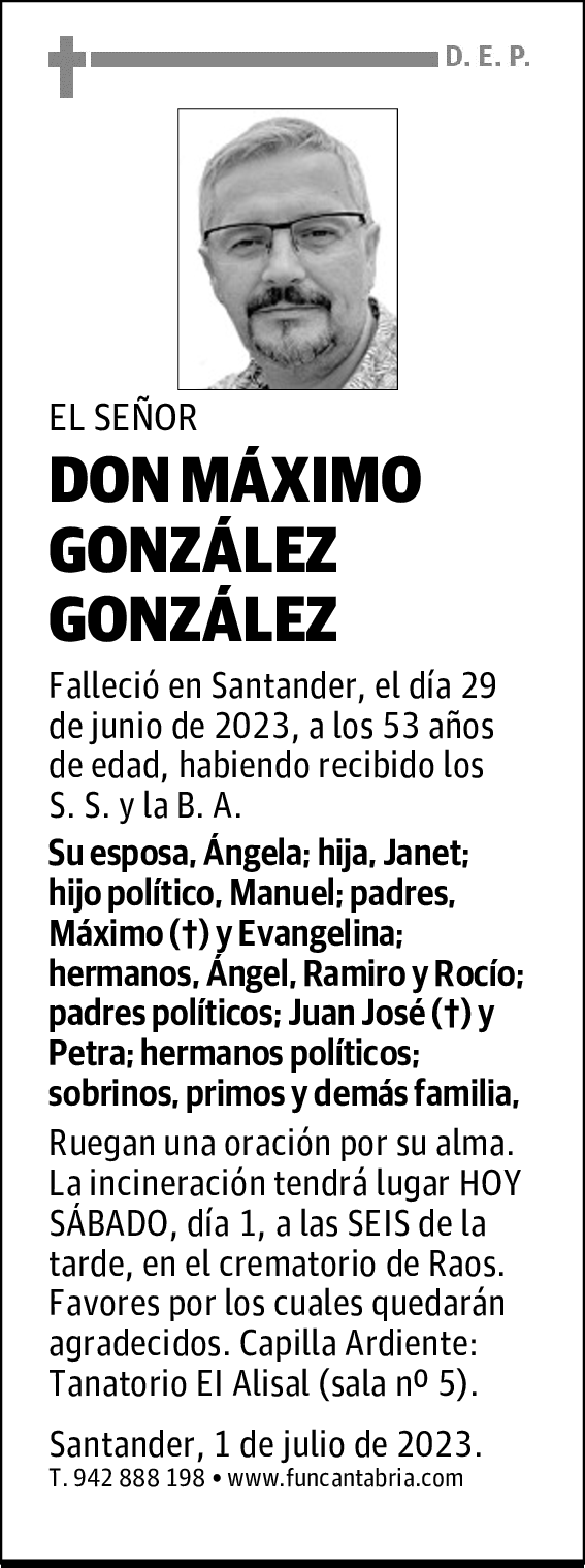 DON MÁXIMO GONZÁLEZ GONZÁLEZ