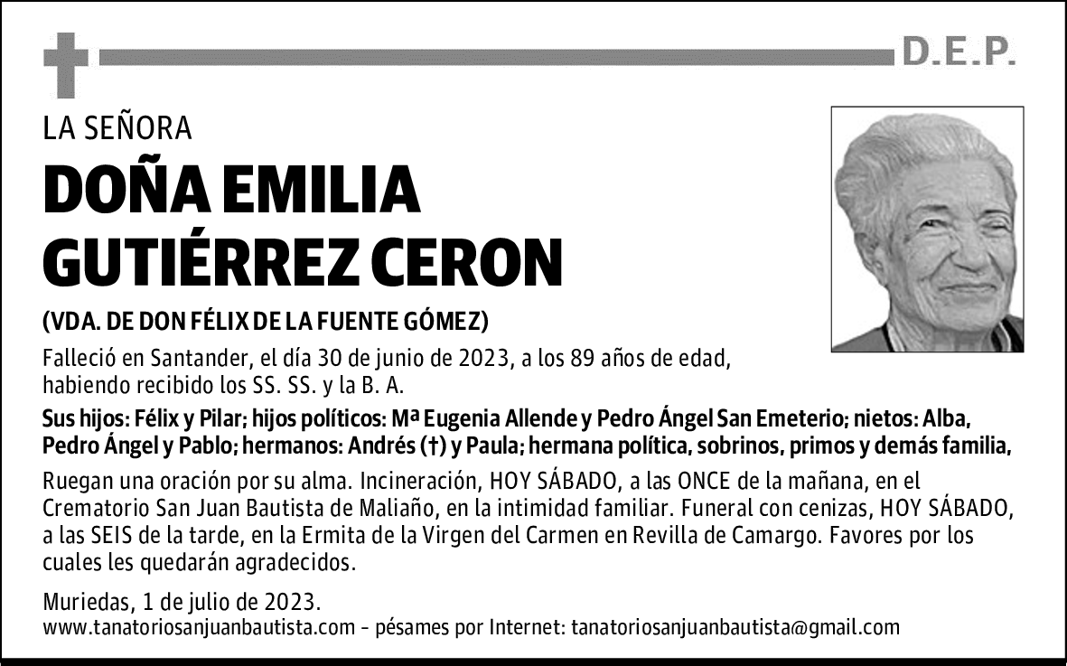 DOÑA EMILIA GUTIÉRREZ CERON