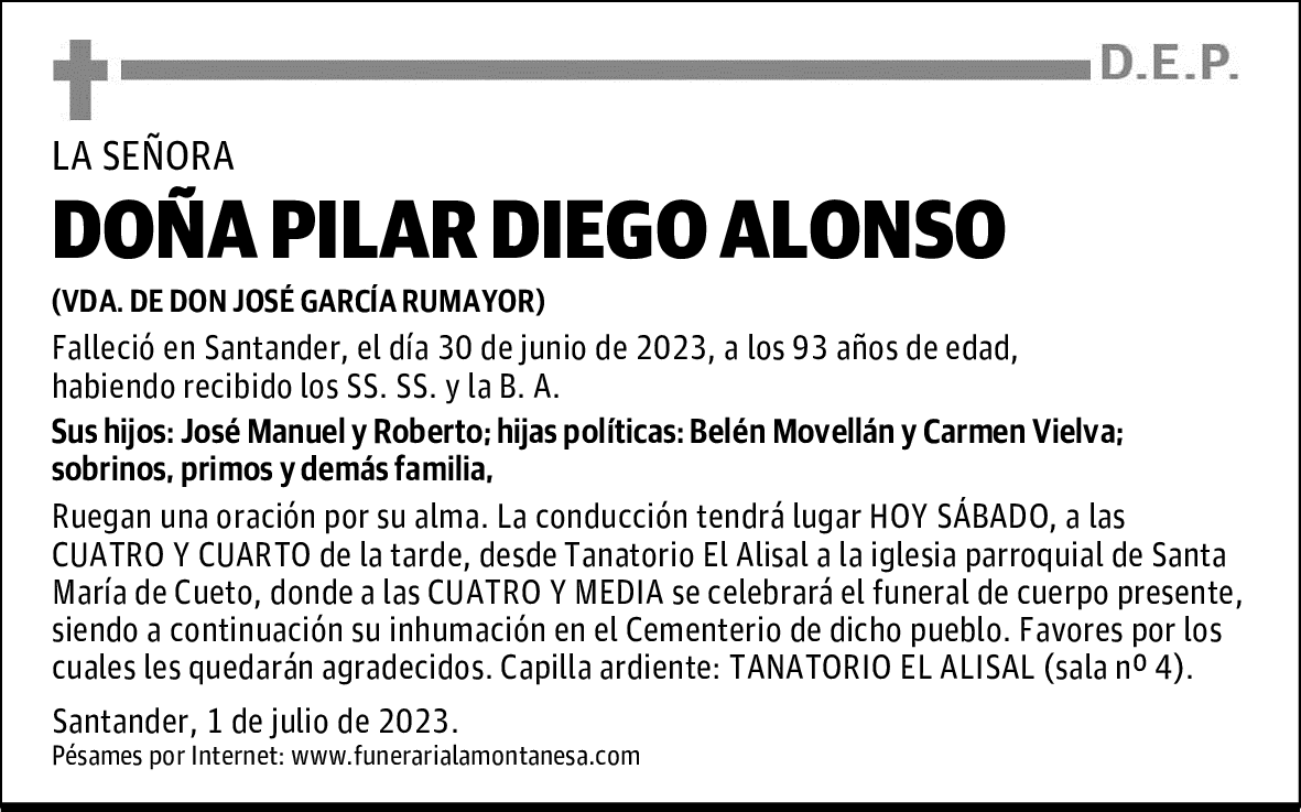 DOÑA PILAR DIEGO ALONSO