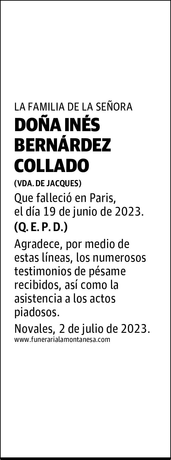 DOÑA INÉS BERNÁRDEZ COLLADO