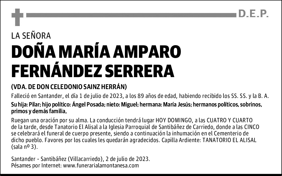 DOÑA MARÍA AMPARO FERNÁNDEZ SERRERA