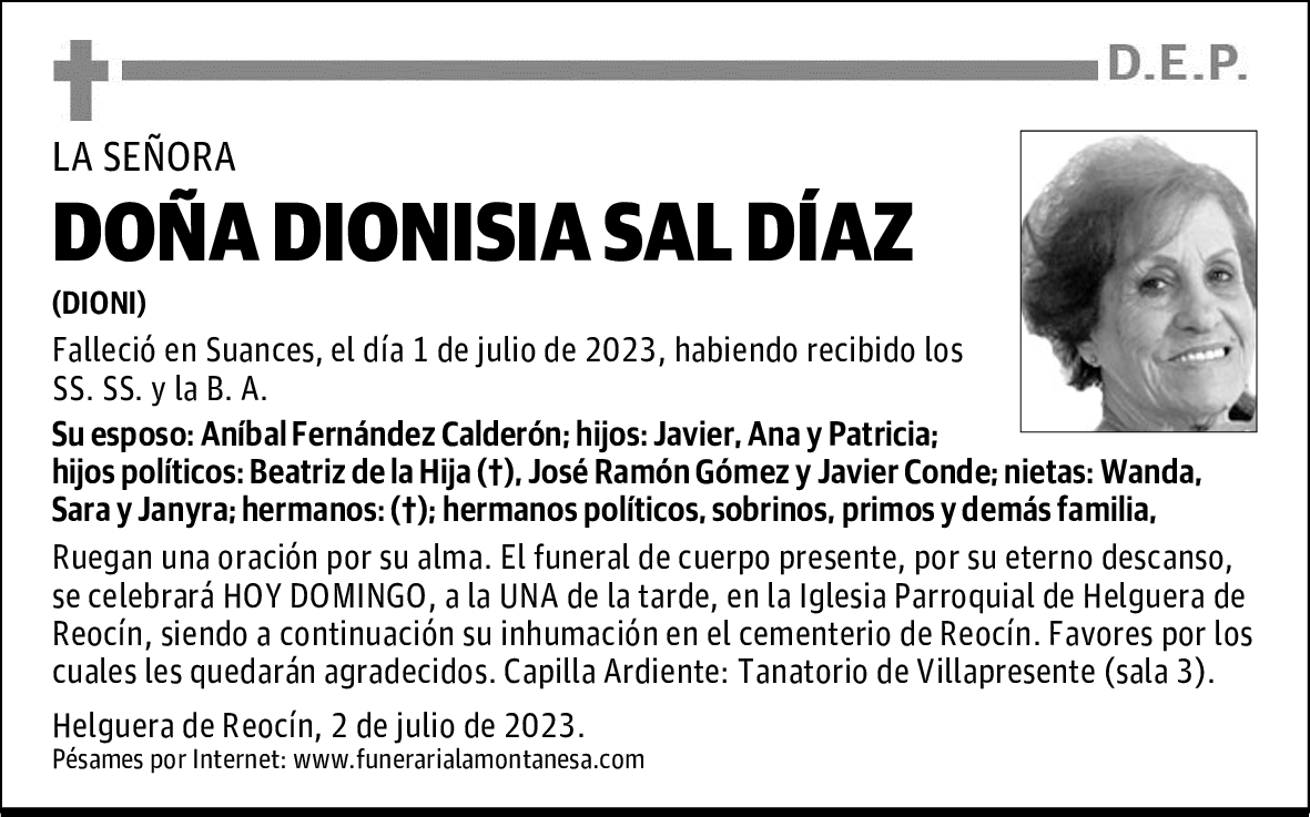 DOÑA DIONISIA SAL DÍAZ