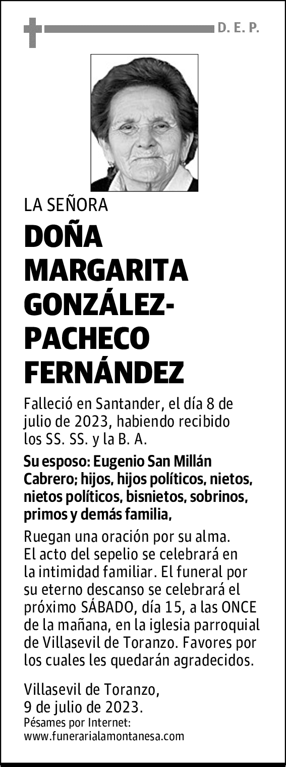 DOÑA MARGARITA GONZÁLEZ-PACHECO FERNÁNDEZ