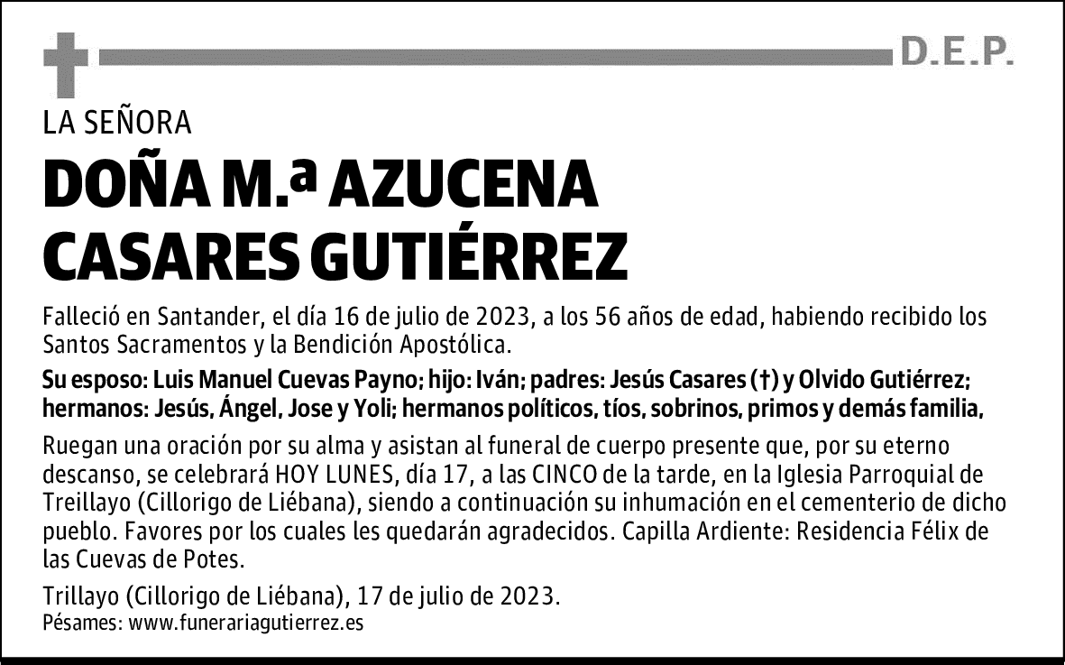 DOÑA M.ª AZUCENA CASARES GUTIÉRREZ