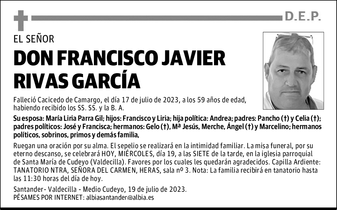 DON FRANCISCO JAVIER RIVAS GARCÍA