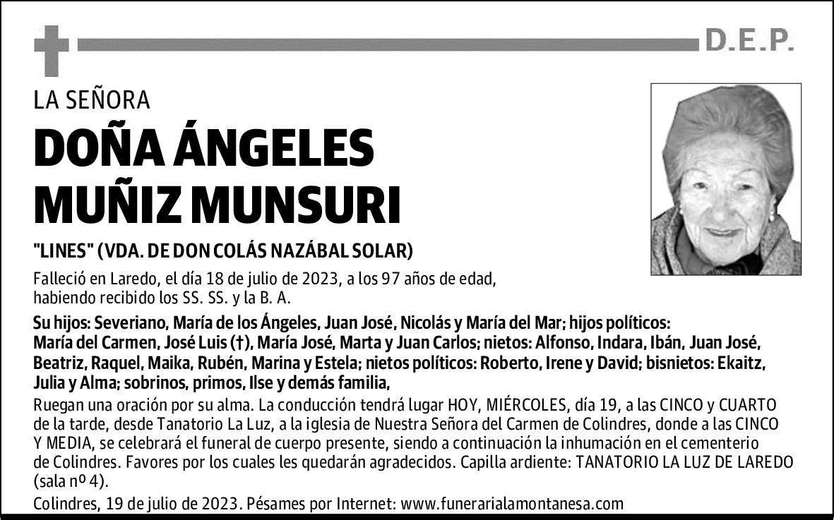 DOÑA ÁNGELES MUÑIZ MUNSURI