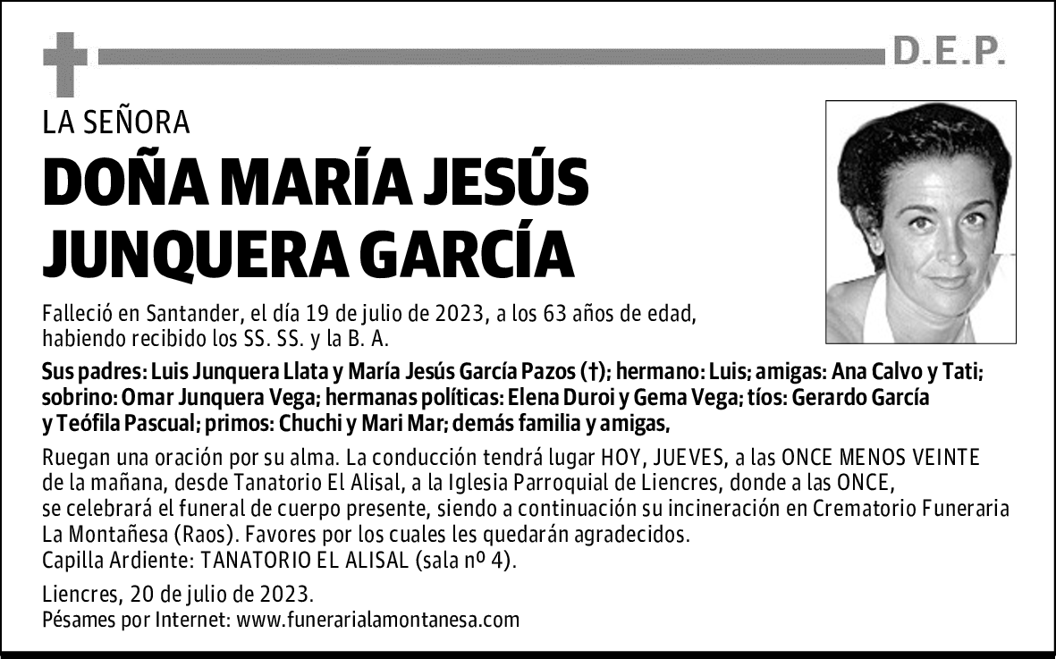 DOÑA MARÍA JESÚS JUNQUERA GARCÍA