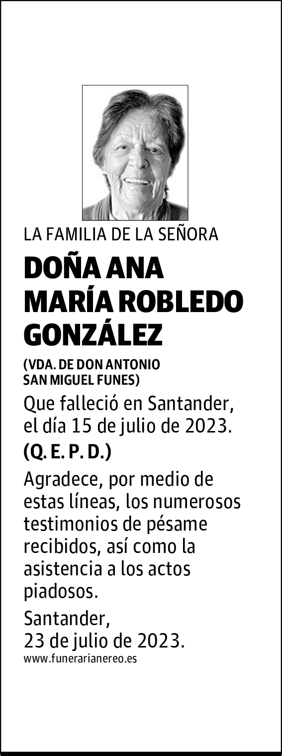 DOÑA ANA MARÍA ROBLEDO GONZÁLEZ