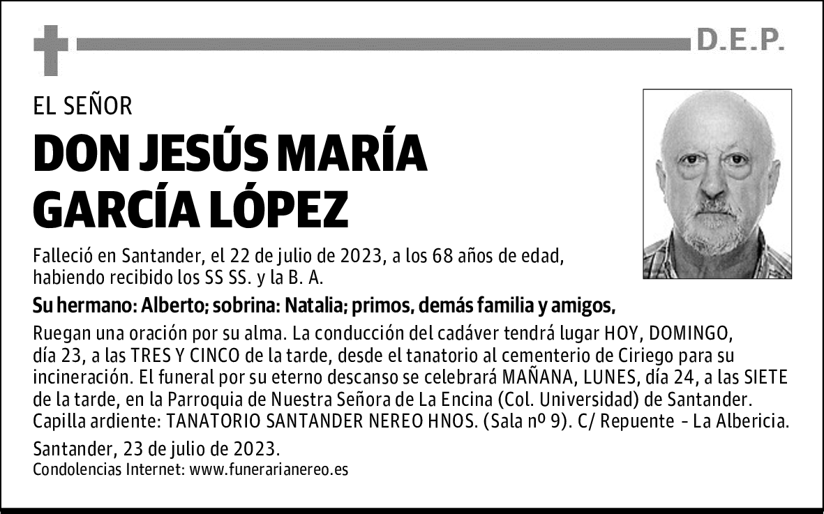 DON JESÚS MARÍA GARCÍA LÓPEZ