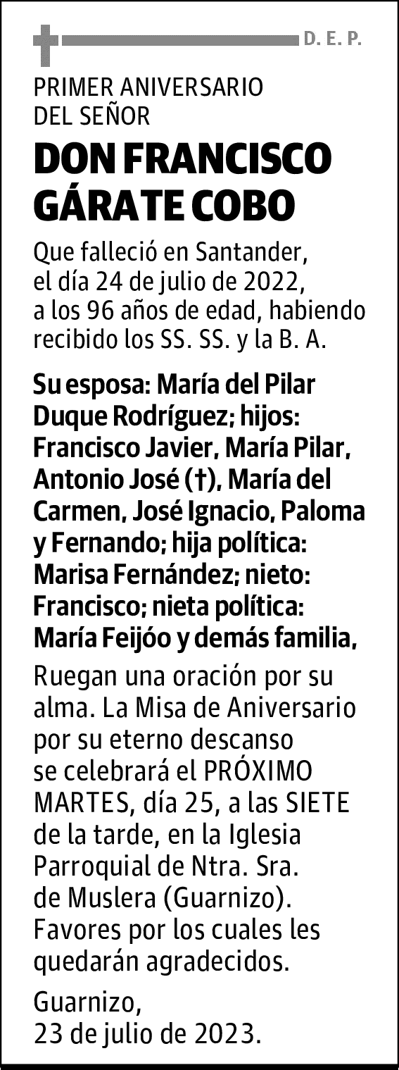 DON FRANCISCO GÁRATE COBO