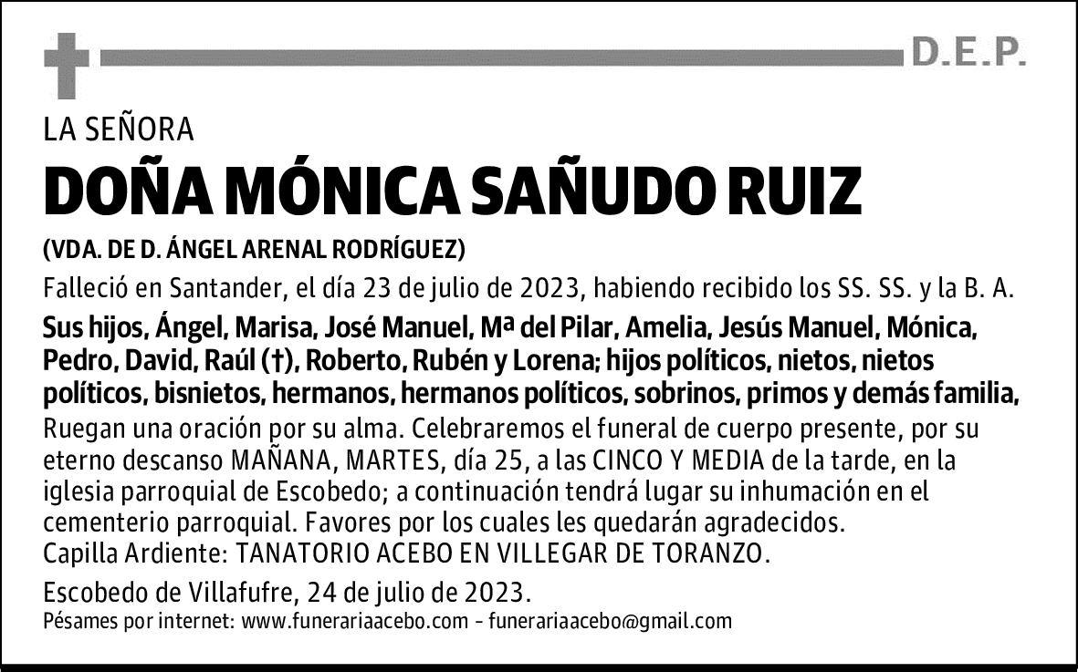 DOÑA MÓNICA SAÑUDO RUIZ
