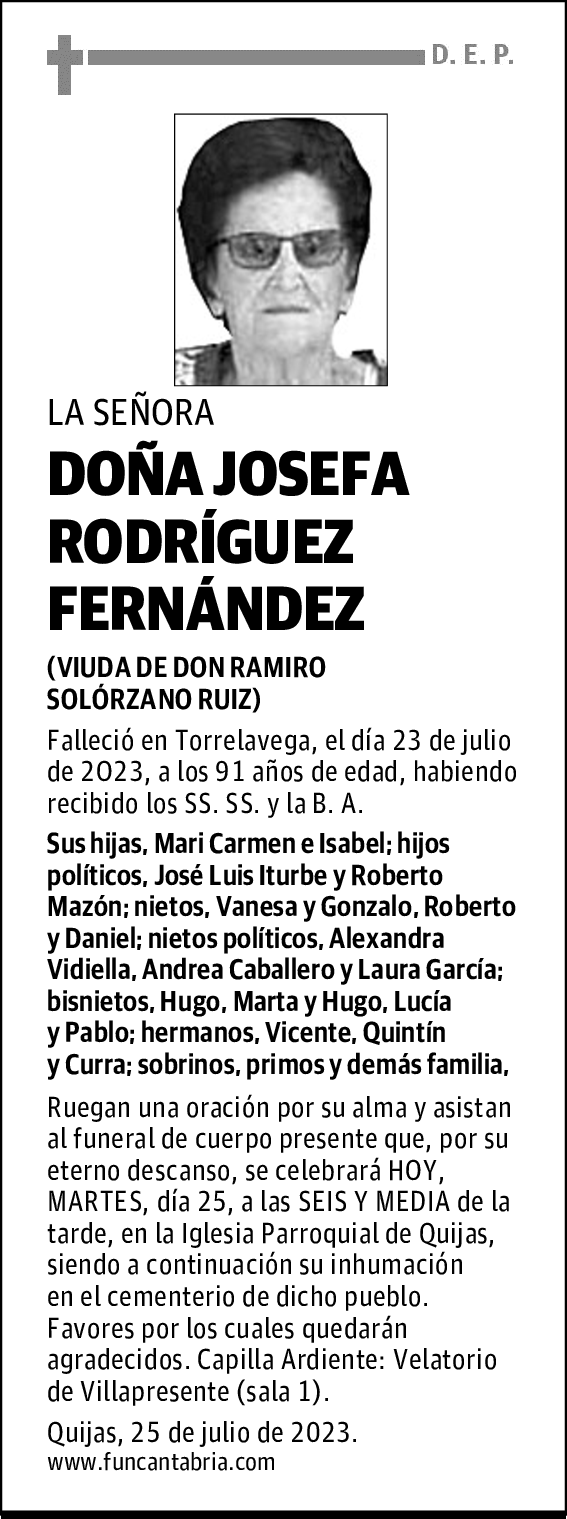 DOÑA JOSEFA RODRÍGUEZ FERNÁNDEZ