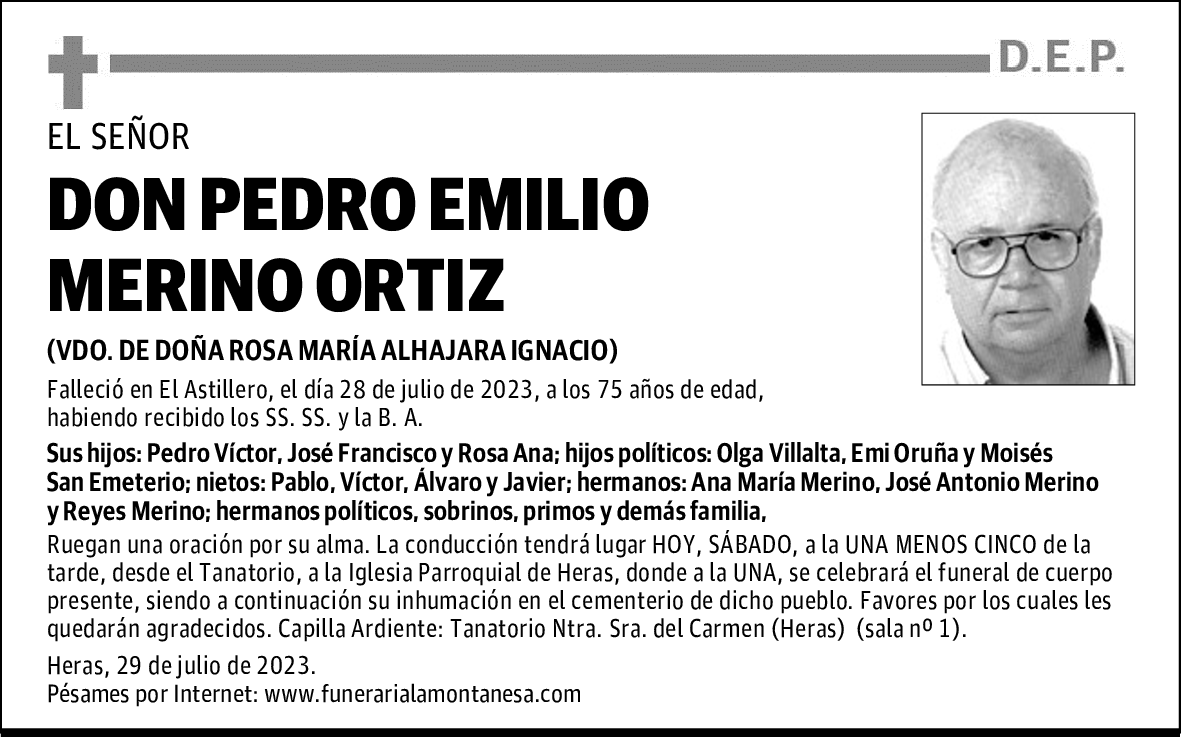 DON PEDRO EMILIO MERINO ORTIZ