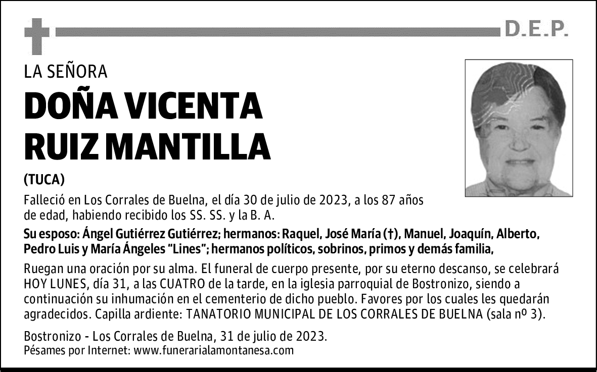 DOÑA VICENTA RUIZ MANTILLA