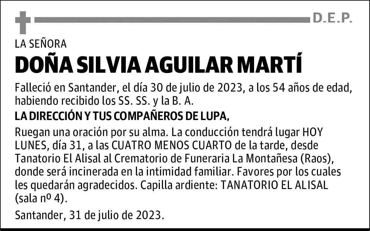 DOÑA SILVIA AGUILAR MARTÍ