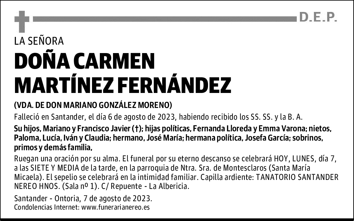 DOÑA CARMEN MARTÍNEZ FERNÁNDEZ