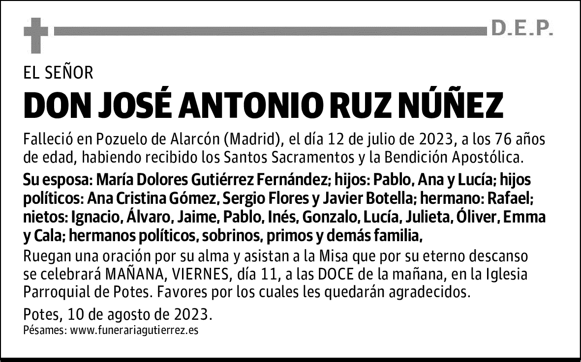 DON JOSÉ ANTONIO RUZ NÚÑEZ