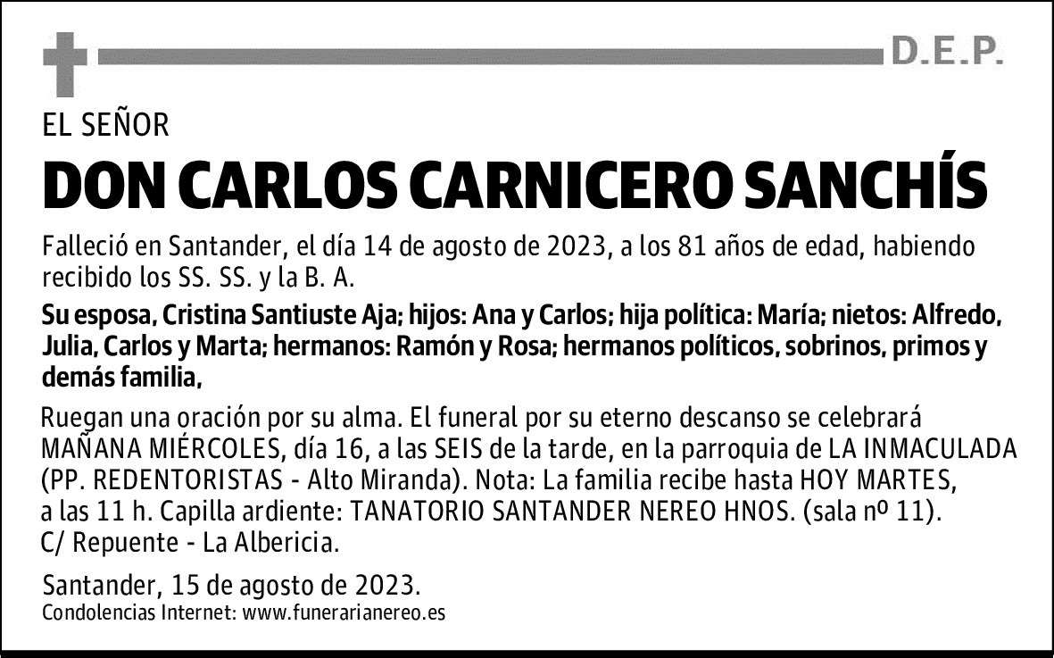 DON CARLOS CARNICERO SANCHÍS