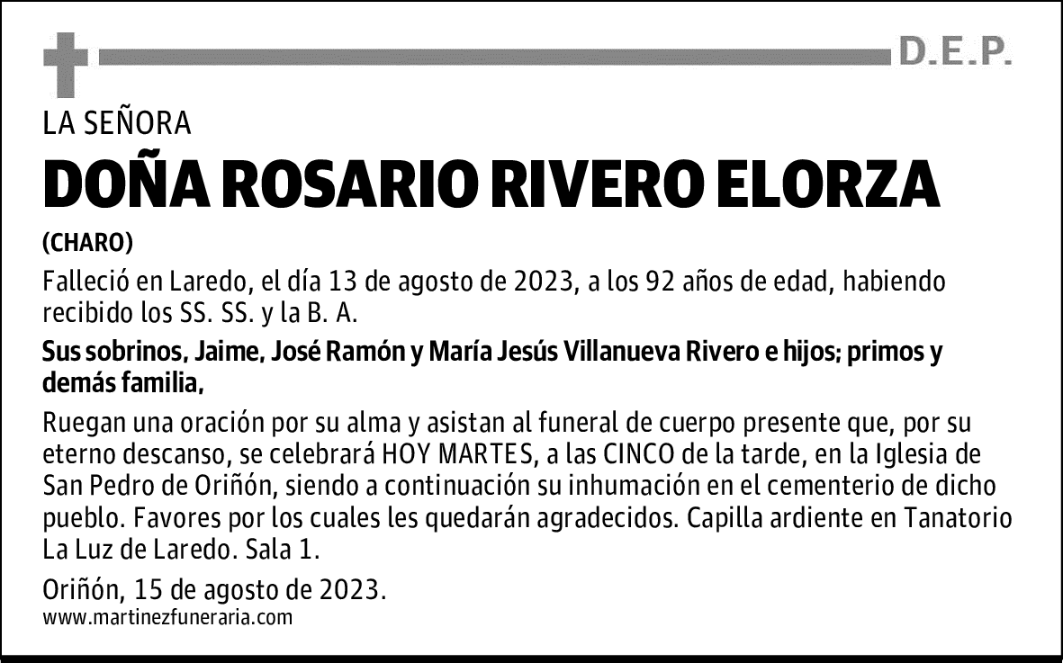 DOÑA ROSARIO RIVERO ELORZA
