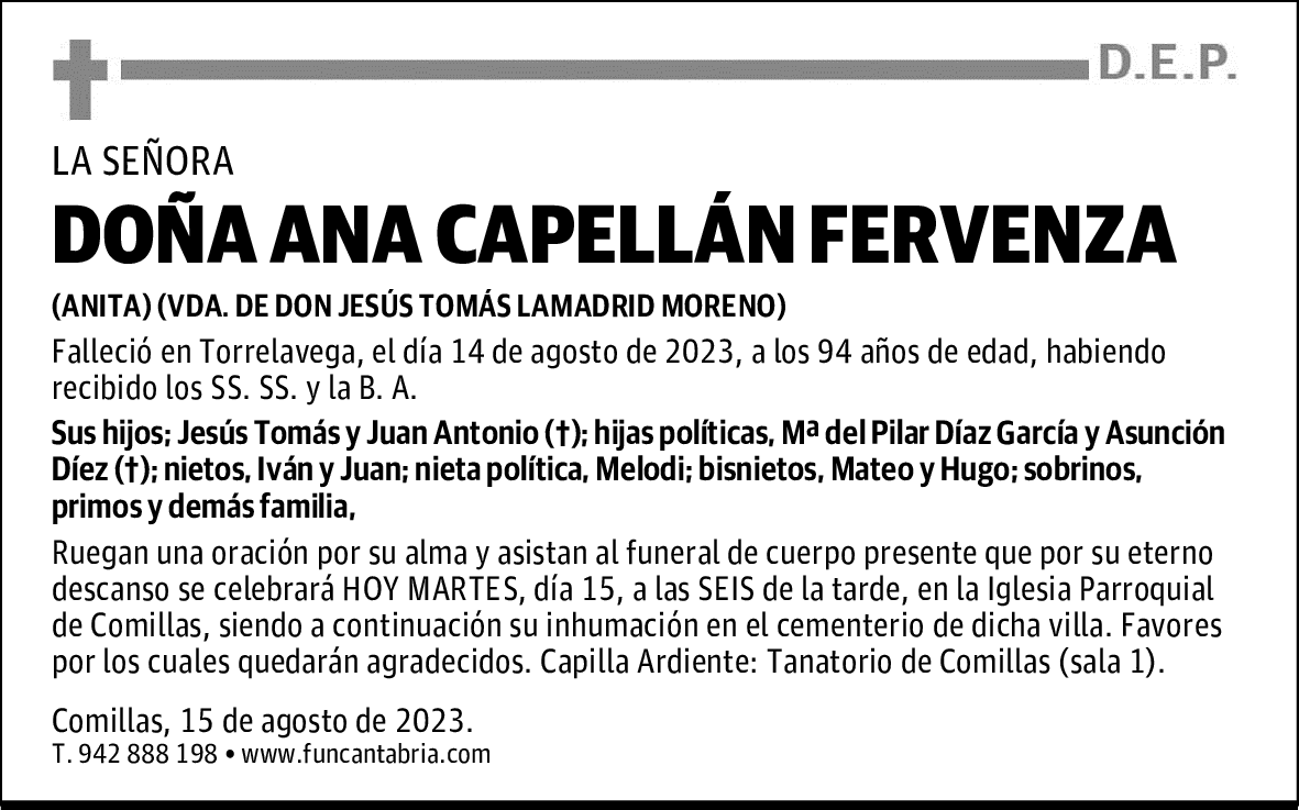 DOÑA ANA CAPELLÁN FERVENZA