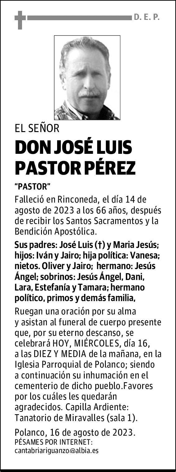 DON JOSÉ LUIS PASTOR PÉREZ