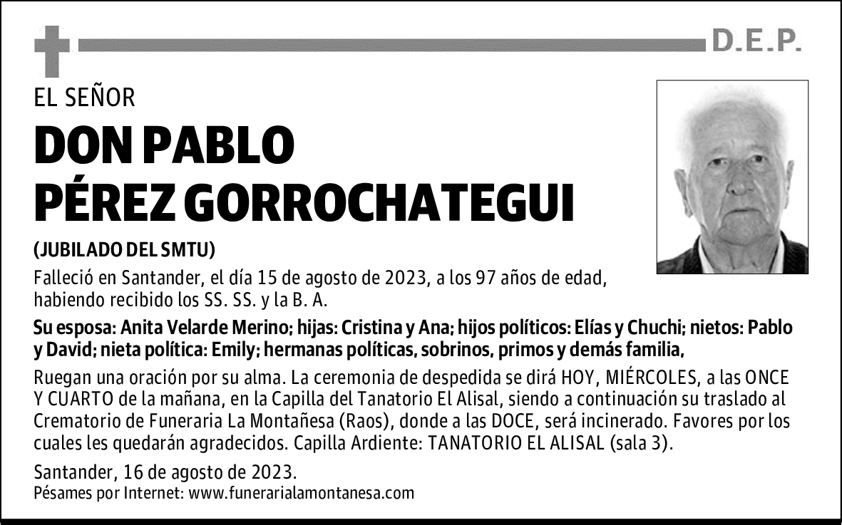 DON PABLO PÉREZ GORROCHATEGUI