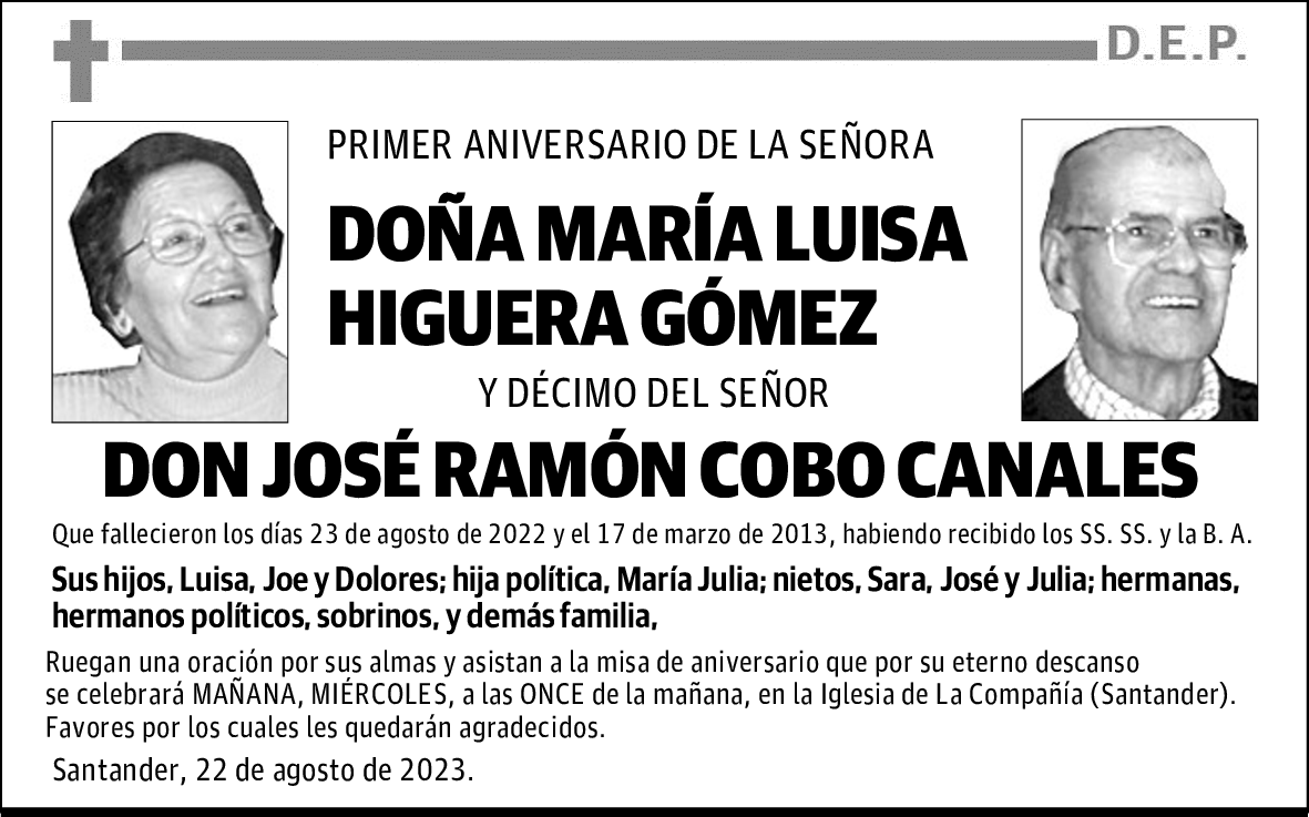 DOÑA MARIA LUISA HIGUERA GOMEZ