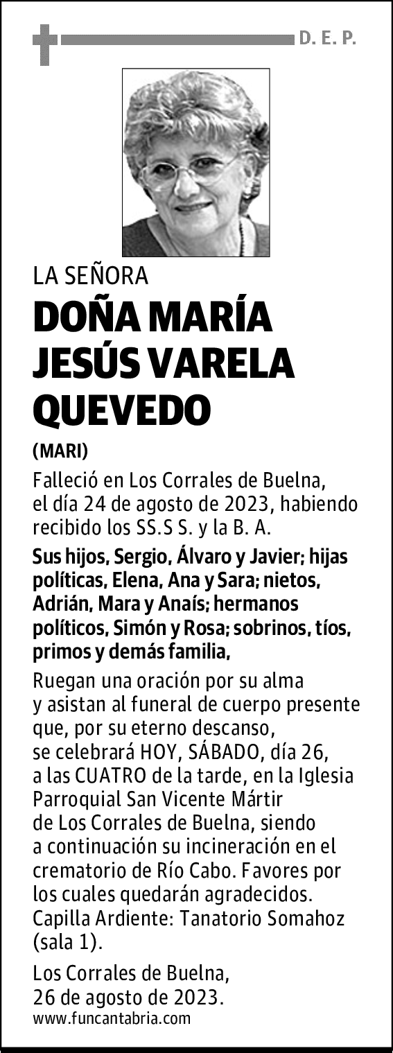 DOÑA MARÍA JESÚS VARELA QUEVEDO