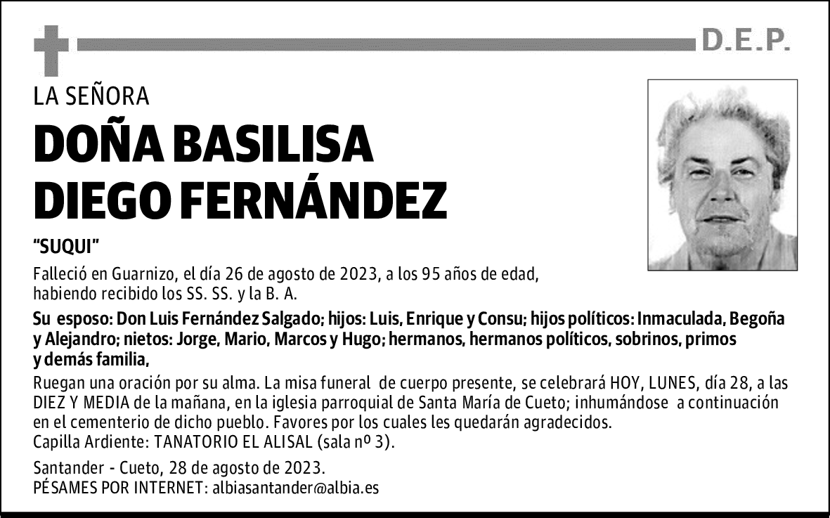 DOÑA BASILISA DIEGO FERNÁNDEZ