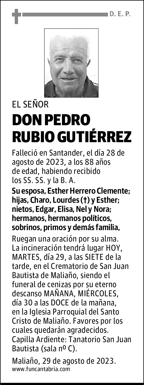 DON PEDRO RUBIO GUTIÉRREZ