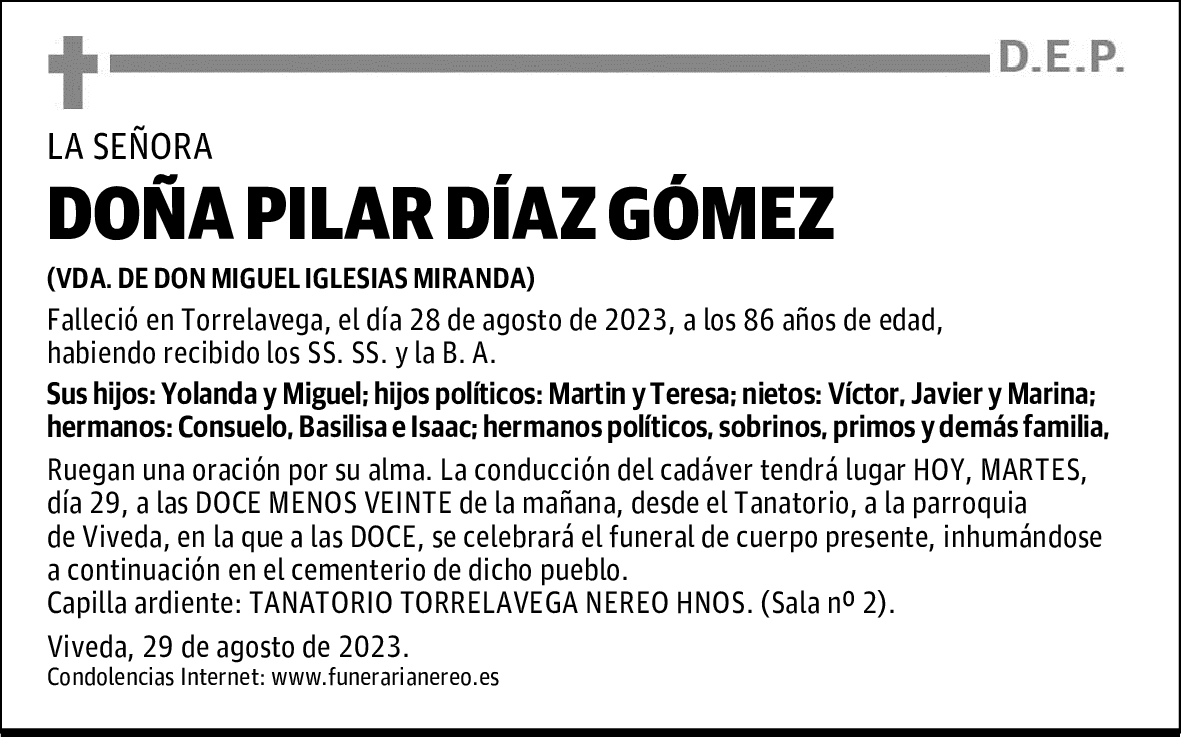 DOÑA PILAR DÍAZ GÓMEZ