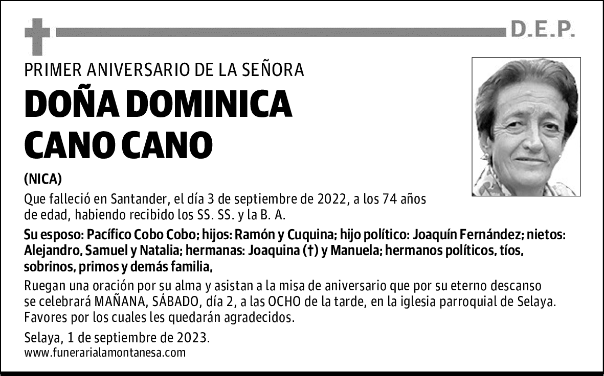 DOÑA DOMINICA CANO CANO