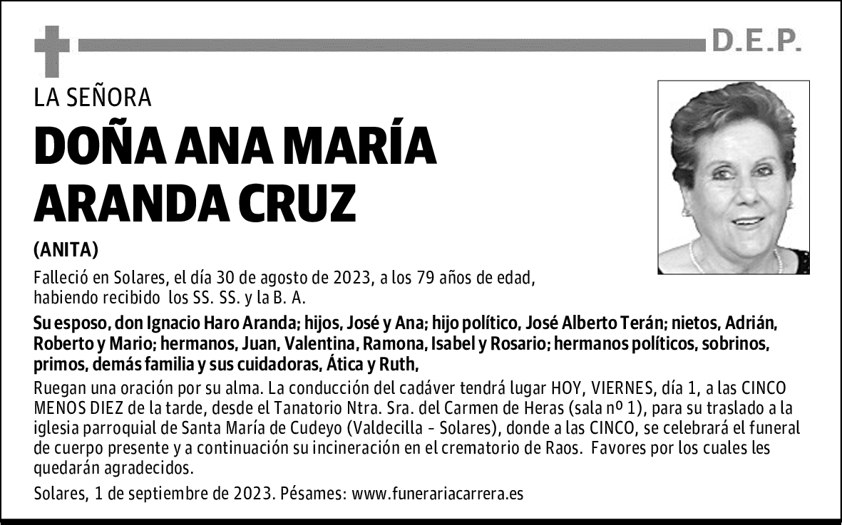 DOÑA ANA MARÍA ARANDA CRUZ