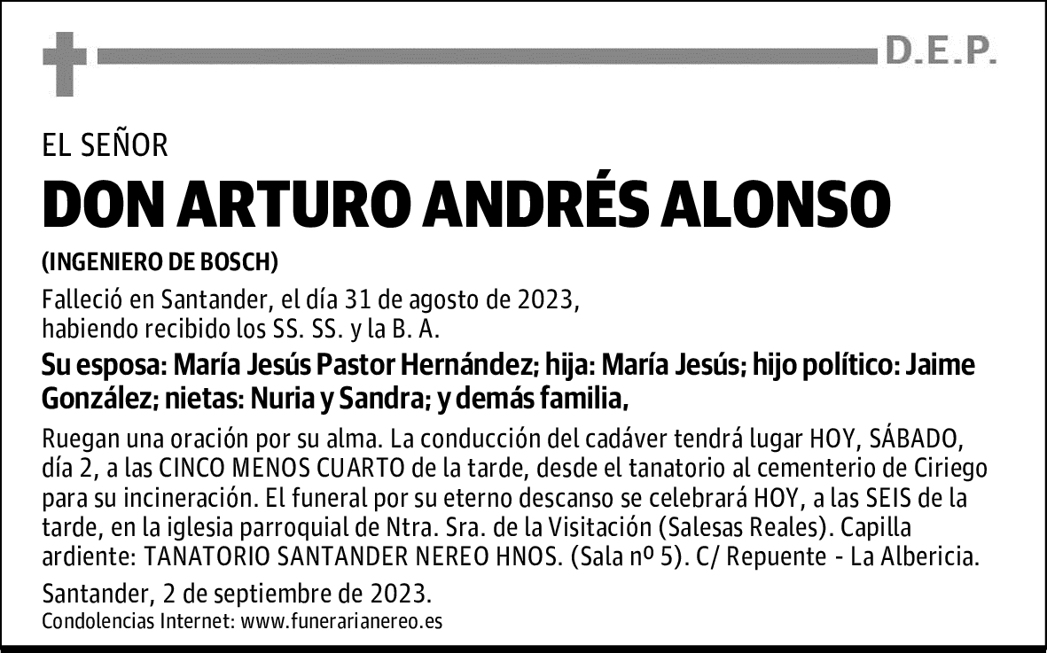 DON ARTURO ANDRÉS ALONSO