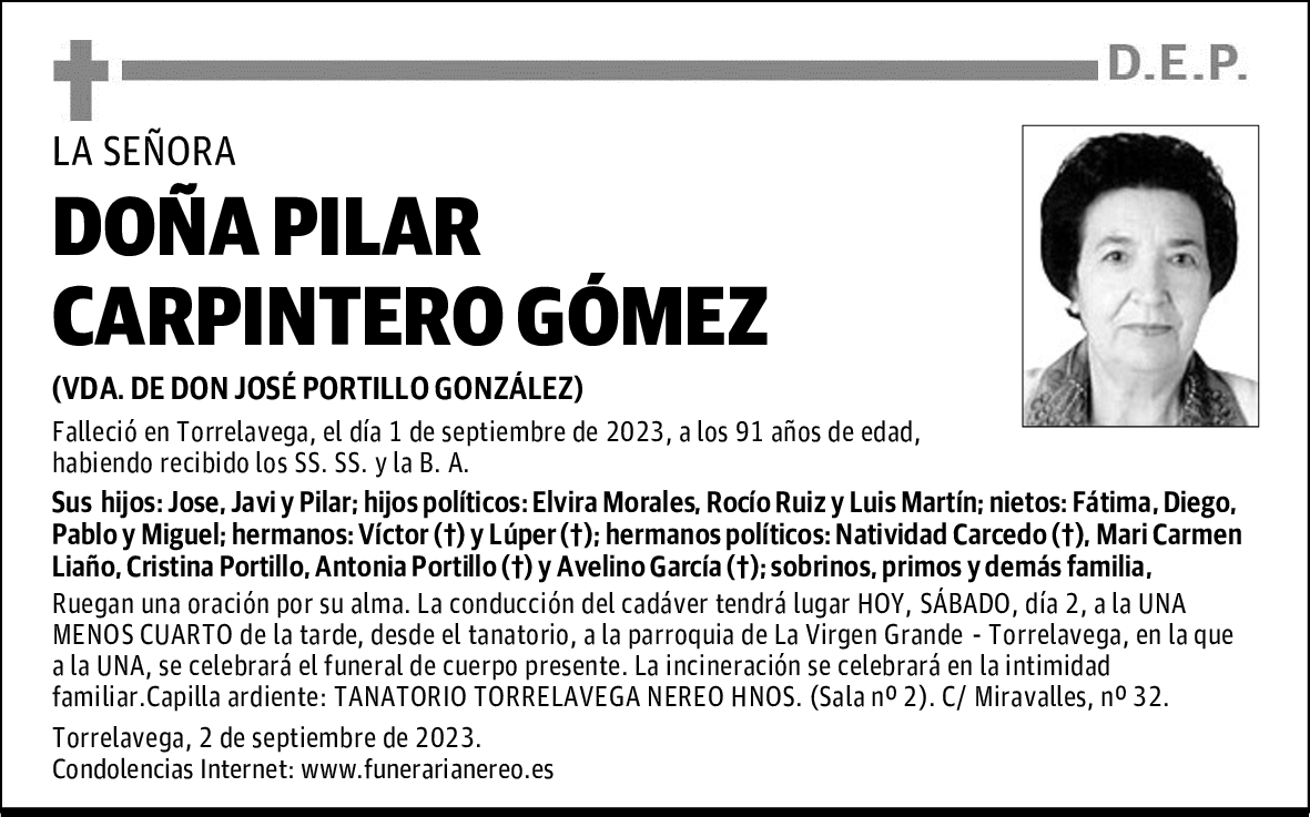 DOÑA PILAR CARPINTERO GÓMEZ