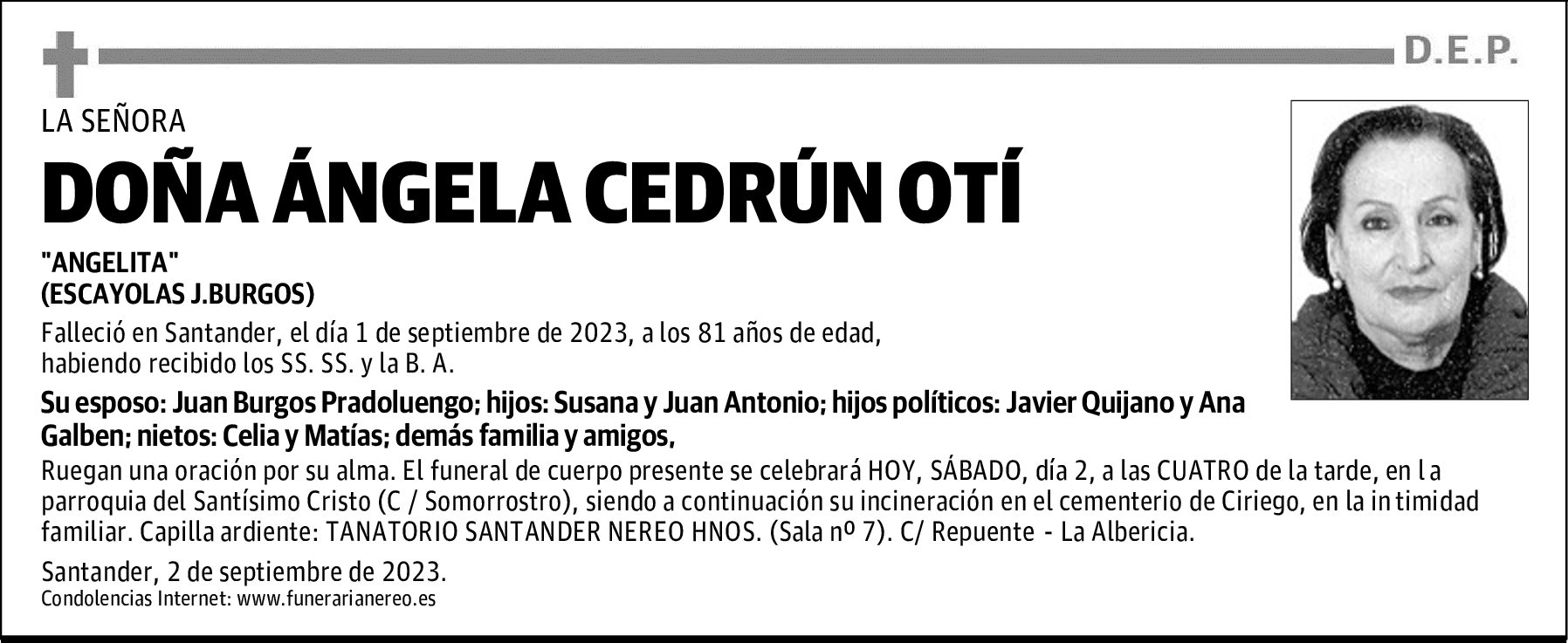 DOÑA ÁNGELA CEDRÚN OTÍ