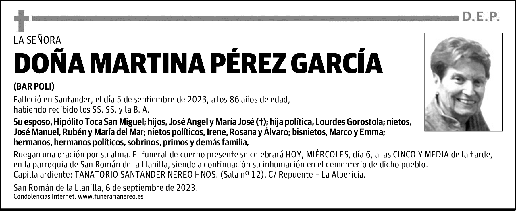 DOÑA MARTINA PÉREZ GARCÍA