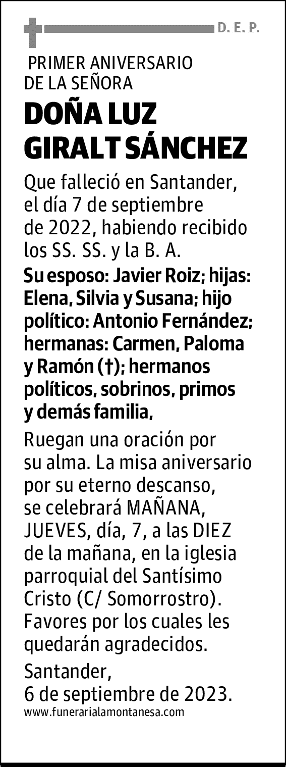 DOÑA LUZ GIRALT SÁNCHEZ