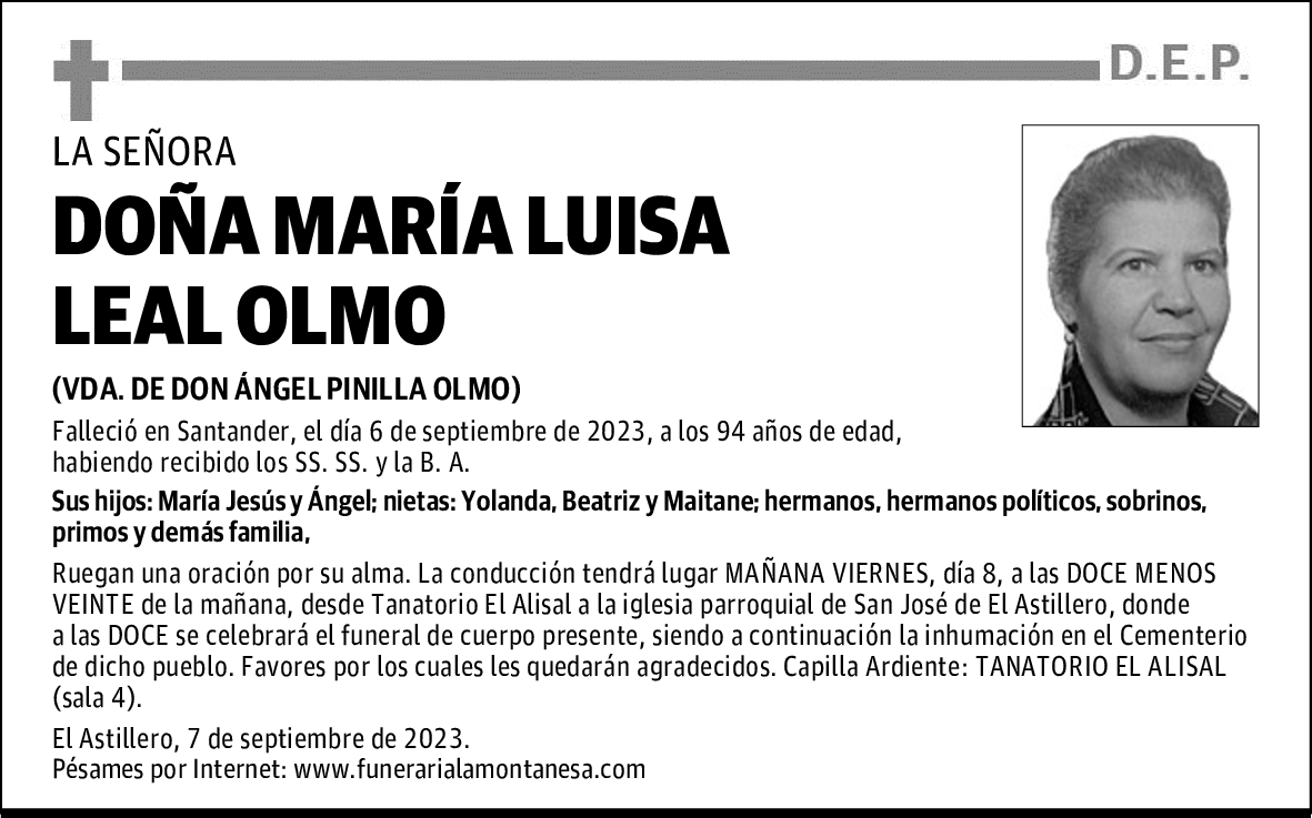 DOÑA MARÍA LUISA LEAL OLMO
