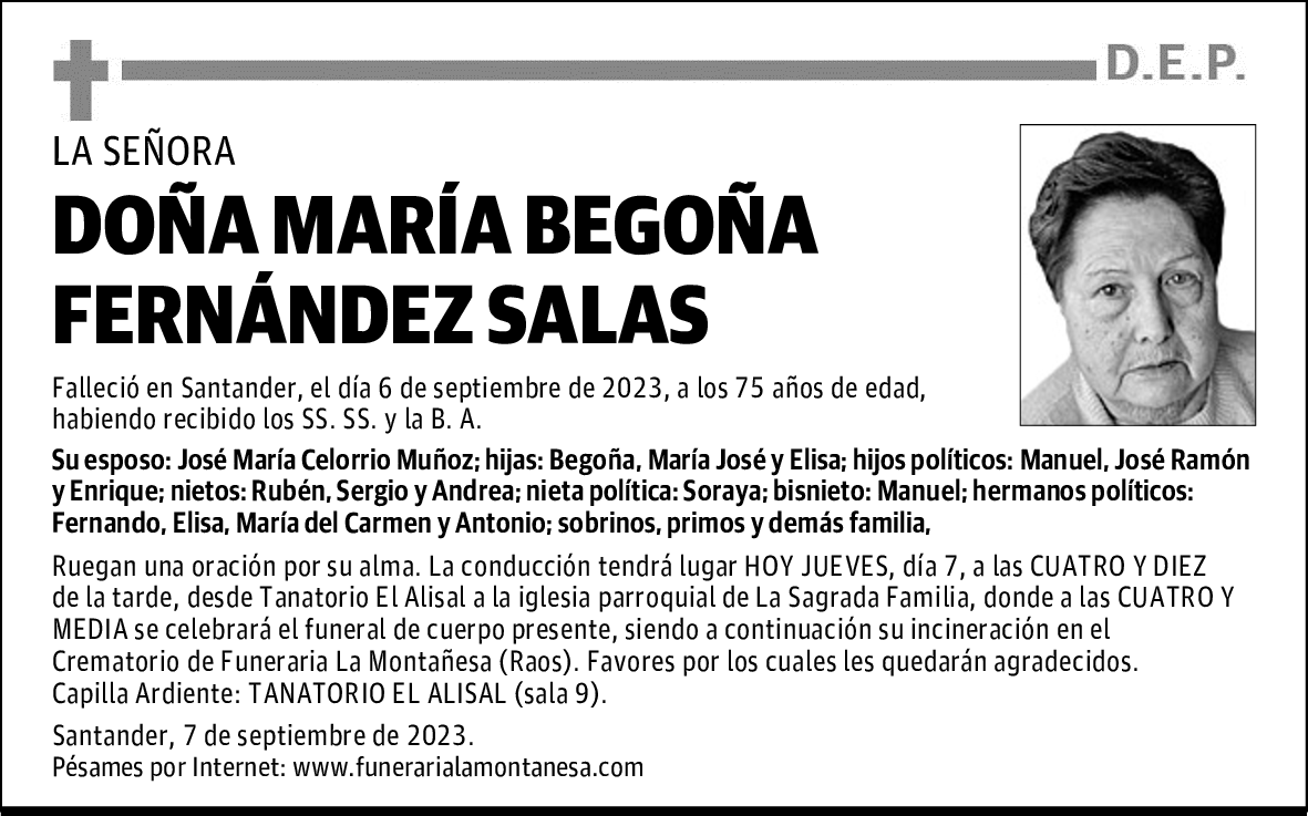 DOÑA MARÍA BEGOÑA FERNÁNDEZ SALAS
